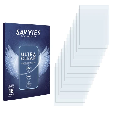 Parte frontale di una confezione del prodotto con il logo del marchio Savvies. Accanto si trova la protezione per lo schermo c