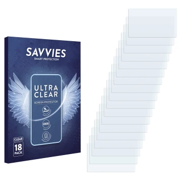 Parte frontale di una confezione del prodotto con il logo del marchio Savvies. Accanto si trova la protezione per lo schermo c