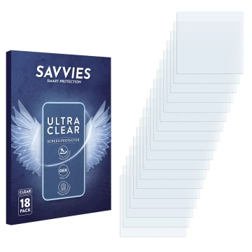 Parte frontale di una confezione del prodotto con il logo del marchio Savvies. Accanto si trova la protezione per lo schermo c