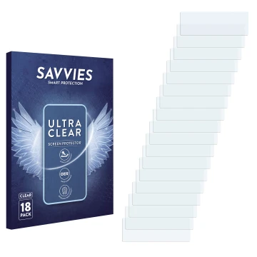 Parte frontale di una confezione del prodotto con il logo del marchio Savvies. Accanto si trova la protezione per lo schermo c