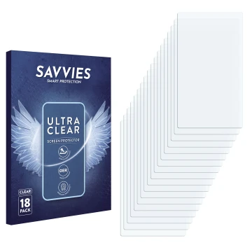 Parte frontale di una confezione del prodotto con il logo del marchio Savvies. Accanto si trova la protezione per lo schermo c