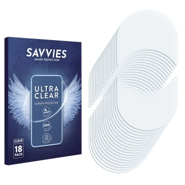 Parte frontale di una confezione del prodotto con il logo del marchio Savvies. Accanto si trova la protezione per lo schermo c