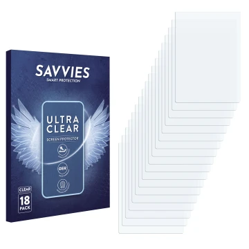 Parte frontale di una confezione del prodotto con il logo del marchio Savvies. Accanto si trova la protezione per lo schermo c