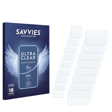 Parte frontale di una confezione del prodotto con il logo del marchio Savvies. Accanto si trova la protezione per lo schermo c