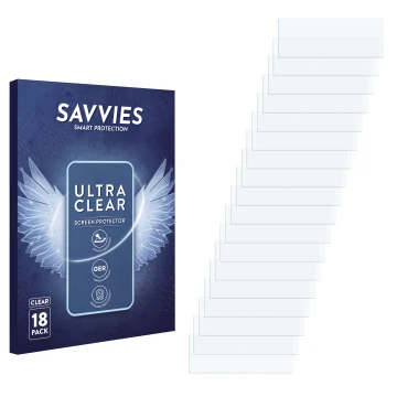 Parte frontale di una confezione del prodotto con il logo del marchio Savvies. Accanto si trova la protezione per lo schermo c