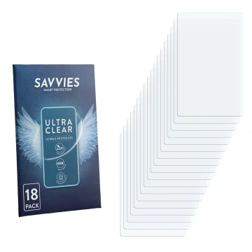 Parte frontale di una confezione del prodotto con il logo del marchio Savvies. Accanto si trova la protezione per lo schermo c