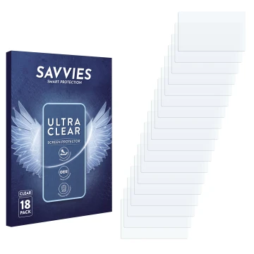 Parte frontale di una confezione del prodotto con il logo del marchio Savvies. Accanto si trova la protezione per lo schermo c