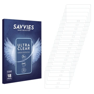 Parte frontale di una confezione del prodotto con il logo del marchio Savvies. Accanto si trova la protezione per lo schermo c