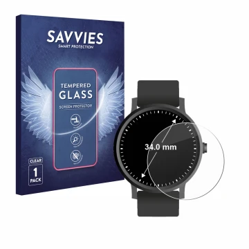 Parte frontale di una confezione del prodotto con il logo del marchio Savvies. Accanto è raffigurato il dispositivo Orologi (C