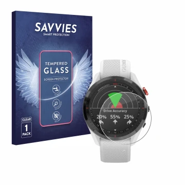 Parte frontale di una confezione del prodotto con il logo del marchio Savvies. Accanto è raffigurato il dispositivo Garmin App