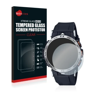 Parte frontale di una confezione del prodotto con il logo del marchio Savvies. Accanto è raffigurato il dispositivo Casio Pro 