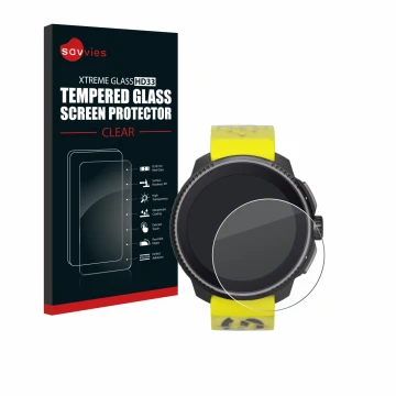 Parte frontale di una confezione del prodotto con il logo del marchio Savvies. Accanto è raffigurato il dispositivo Suunto Rac