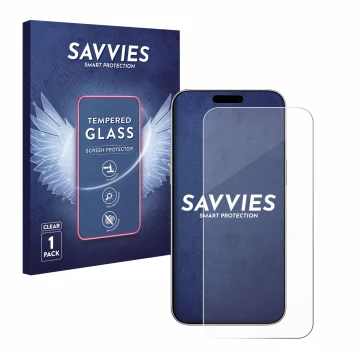 Parte frontale di una confezione del prodotto con il logo del marchio Savvies. Accanto è raffigurato il dispositivo Apple iPho