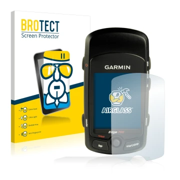 Parte frontale di una confezione del prodotto con il logo del marchio BROTECT. Accanto è raffigurato il dispositivo Garmin Edg