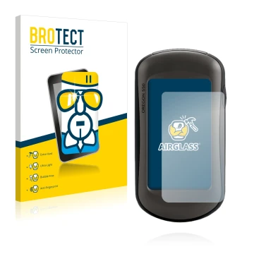 Parte frontale di una confezione del prodotto con il logo del marchio BROTECT. Accanto è raffigurato il dispositivo Garmin Ore