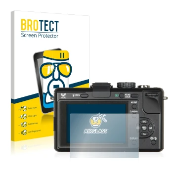 Parte frontale di una confezione del prodotto con il logo del marchio BROTECT. Accanto è raffigurato il dispositivo Panasonic 