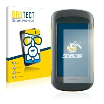 Parte frontale di una confezione del prodotto con il logo del marchio BROTECT. Accanto è raffigurato il dispositivo Garmin Mon