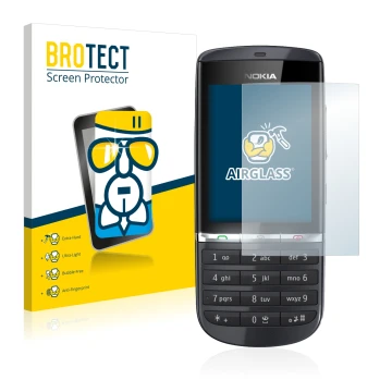 Parte frontale di una confezione del prodotto con il logo del marchio BROTECT. Accanto è raffigurato il dispositivo Nokia Asha