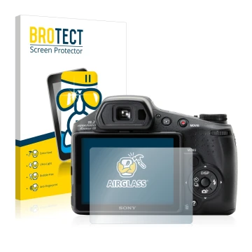 Parte frontale di una confezione del prodotto con il logo del marchio BROTECT. Accanto è raffigurato il dispositivo Sony Cyber