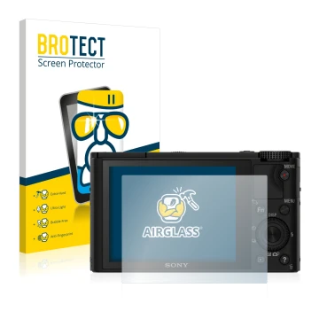 Parte frontale di una confezione del prodotto con il logo del marchio BROTECT. Accanto è raffigurato il dispositivo Sony Cyber