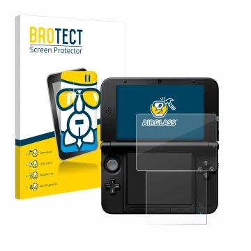 Parte frontale di una confezione del prodotto con il logo del marchio BROTECT. Accanto è raffigurato il dispositivo Nintendo 3