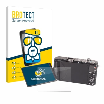 Parte frontale di una confezione del prodotto con il logo del marchio BROTECT. Accanto è raffigurato il dispositivo Samsung EX