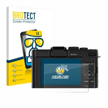 Parte frontale di una confezione del prodotto con il logo del marchio BROTECT. Accanto è raffigurato il dispositivo Leica D-Lu