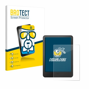 Parte frontale di una confezione del prodotto con il logo del marchio BROTECT. Accanto è raffigurato il dispositivo Amazon Kin