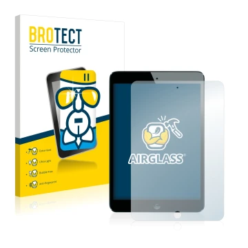 Parte frontale di una confezione del prodotto con il logo del marchio BROTECT. Accanto è raffigurato il dispositivo Apple iPad