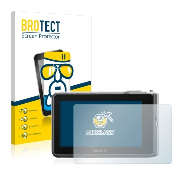Parte frontale di una confezione del prodotto con il logo del marchio BROTECT. Accanto è raffigurato il dispositivo Sony Cyber