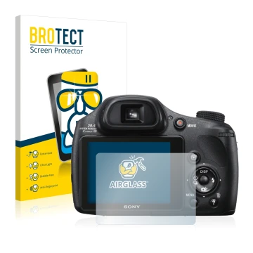 Parte frontale di una confezione del prodotto con il logo del marchio BROTECT. Accanto è raffigurato il dispositivo Sony Cyber