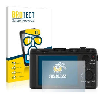 Parte frontale di una confezione del prodotto con il logo del marchio BROTECT. Accanto è raffigurato il dispositivo Sony Cyber