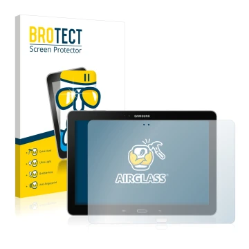 Parte frontale di una confezione del prodotto con il logo del marchio BROTECT. Accanto è raffigurato il dispositivo Samsung Ga