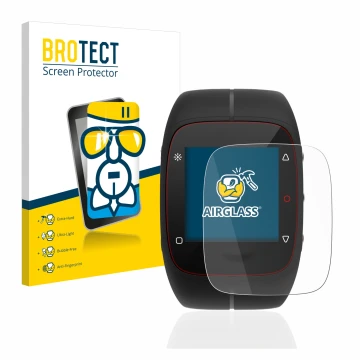 Parte frontale di una confezione del prodotto con il logo del marchio BROTECT. Accanto è raffigurato il dispositivo Polar M400