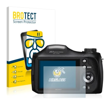 Parte frontale di una confezione del prodotto con il logo del marchio BROTECT. Accanto è raffigurato il dispositivo Sony Cyber