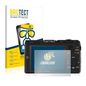 Parte frontale di una confezione del prodotto con il logo del marchio BROTECT. Accanto è raffigurato il dispositivo Sony Cyber
