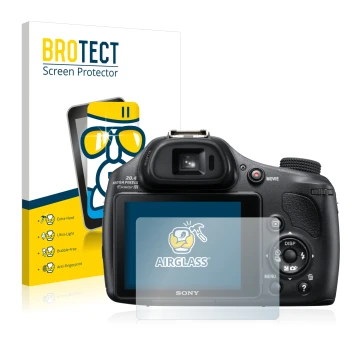 Parte frontale di una confezione del prodotto con il logo del marchio BROTECT. Accanto è raffigurato il dispositivo Sony Cyber