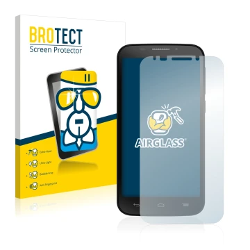 Parte frontale di una confezione del prodotto con il logo del marchio BROTECT. Accanto è raffigurato il dispositivo Alcatel On