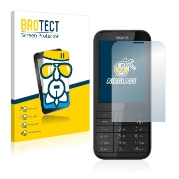Parte frontale di una confezione del prodotto con il logo del marchio BROTECT. Accanto è raffigurato il dispositivo Nokia 225 