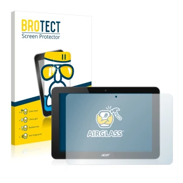 Parte frontale di una confezione del prodotto con il logo del marchio BROTECT. Accanto è raffigurato il dispositivo Acer Iconi