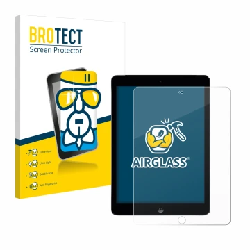 Parte frontale di una confezione del prodotto con il logo del marchio BROTECT. Accanto è raffigurato il dispositivo Apple iPad