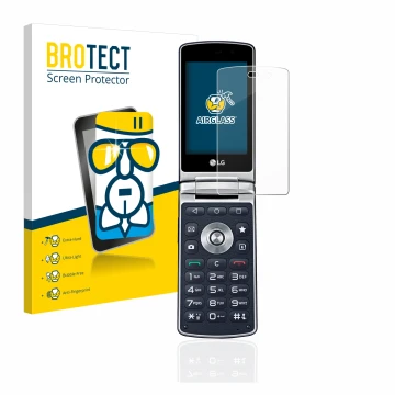 Parte frontale di una confezione del prodotto con il logo del marchio BROTECT. Accanto è raffigurato il dispositivo LG Wine Sm