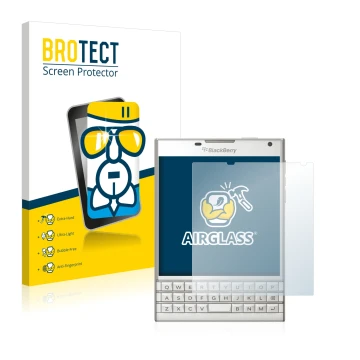 Parte frontale di una confezione del prodotto con il logo del marchio BROTECT. Accanto è raffigurato il dispositivo BlackBerry