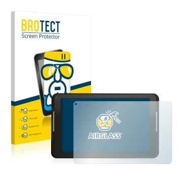 Parte frontale di una confezione del prodotto con il logo del marchio BROTECT. Accanto è raffigurato il dispositivo Xoro PAD 8