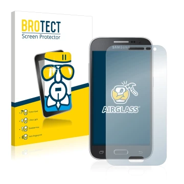 Parte frontale di una confezione del prodotto con il logo del marchio BROTECT. Accanto è raffigurato il dispositivo Samsung Ga