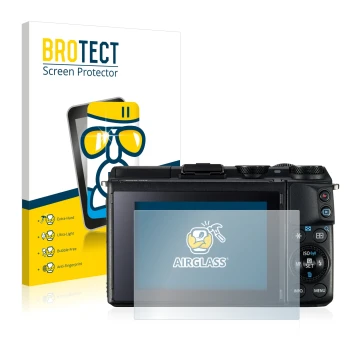 Parte frontale di una confezione del prodotto con il logo del marchio BROTECT. Accanto è raffigurato il dispositivo Canon EOS 