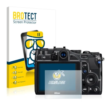 Parte frontale di una confezione del prodotto con il logo del marchio BROTECT. Accanto è raffigurato il dispositivo Nikon Cool