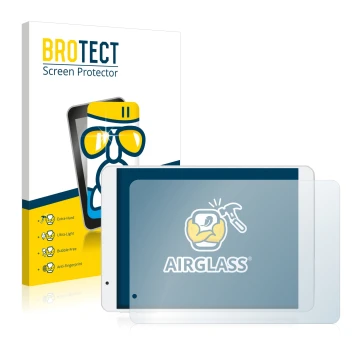 Parte frontale di una confezione del prodotto con il logo del marchio BROTECT. Accanto è raffigurato il dispositivo Teclast X8