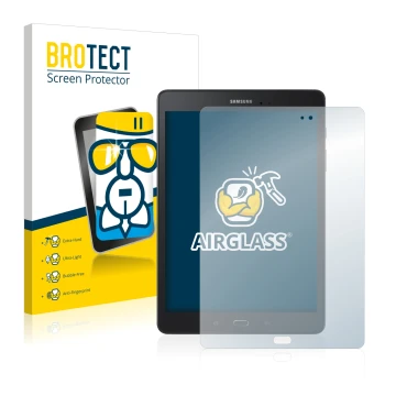 Parte frontale di una confezione del prodotto con il logo del marchio BROTECT. Accanto è raffigurato il dispositivo Samsung Ga