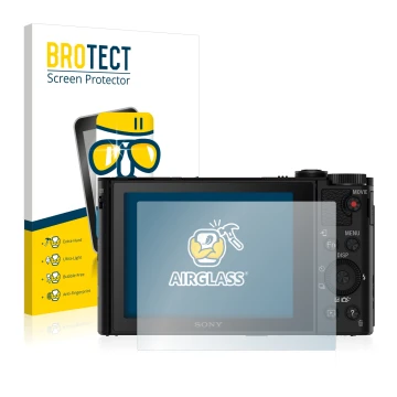 Parte frontale di una confezione del prodotto con il logo del marchio BROTECT. Accanto è raffigurato il dispositivo Sony Cyber